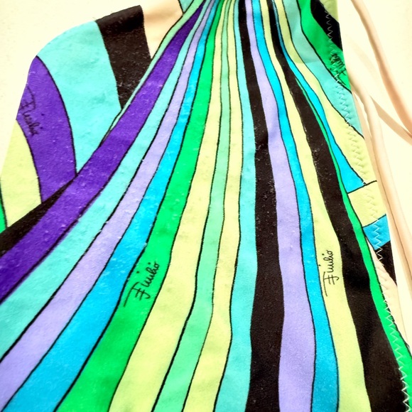 Emilio Pucci Blue and Green Swirl One Piece Swimsuit - Picture 7 of 11